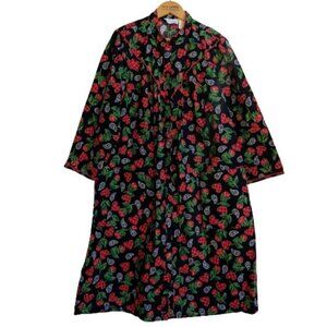 Vintage Western Style House Dress Smart Time Size L New Black Floral Paisley